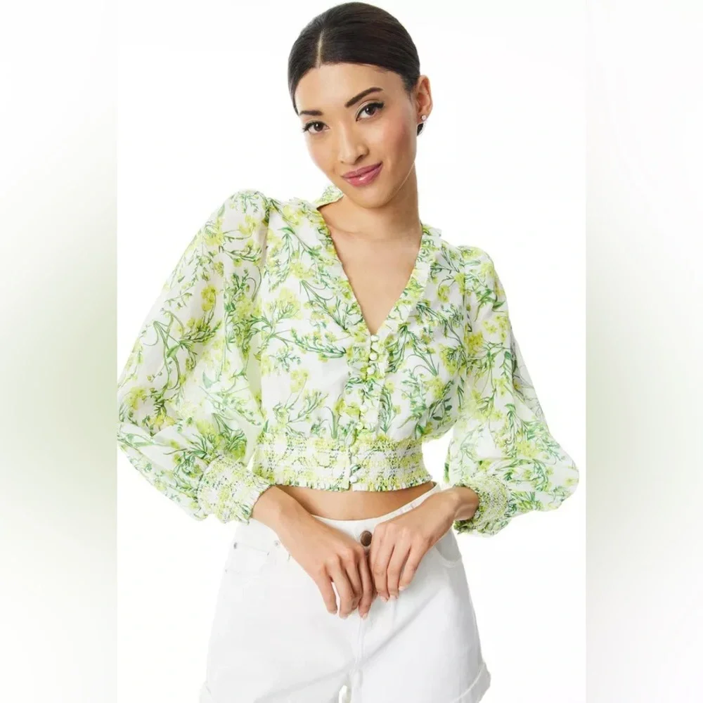 Alice and Olivia Callico Blouse Sz Medium - Picture 1 of 12